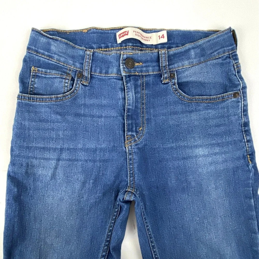 Levi's 510 Performance Stretch Blue Jeans Boys 14 R Medium Wash Skinny Inseam 28